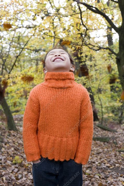 Smiling Girl In A Wood Stock Image F001 1842 Science Photo Library