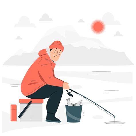 Ilustraci N Del Concepto De Pesca En Hielo Vector Gratis