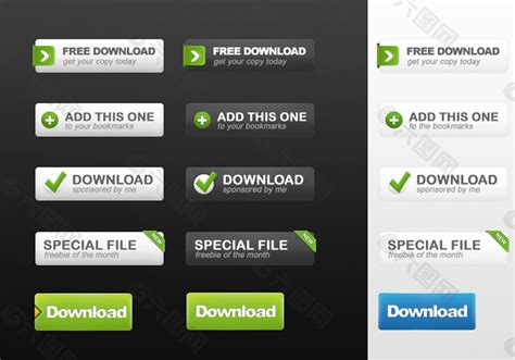 网页UI图文渐变立体酷炫下载按钮网页UI素材免费下载 图片编号 9041347 六图网