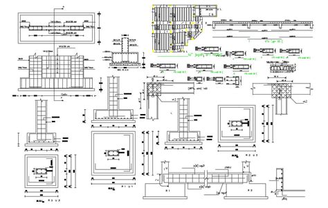 Building Column Footing Plan Design Autocad Drawing Building Columns