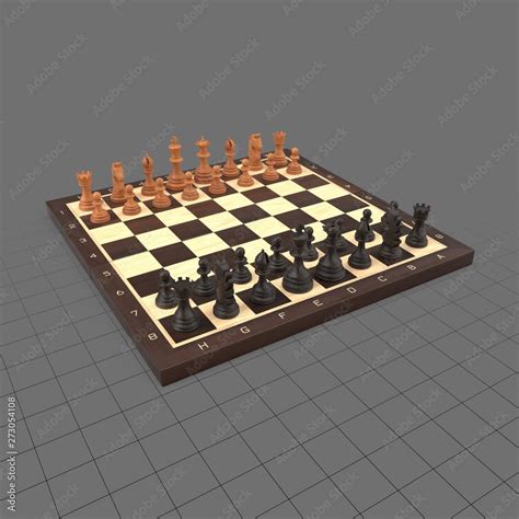 Chess pieces on chessboard Stock 3D asset | Adobe Stock