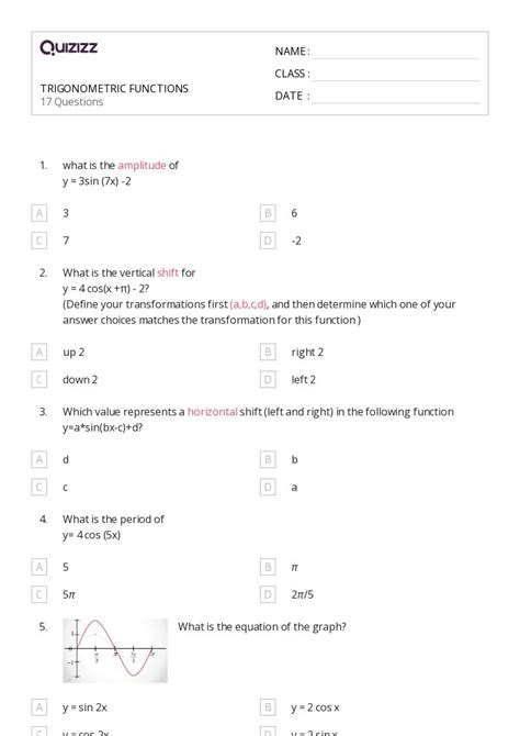 50 Trigonometric Functions Worksheets For 10th Grade On Quizizz Free