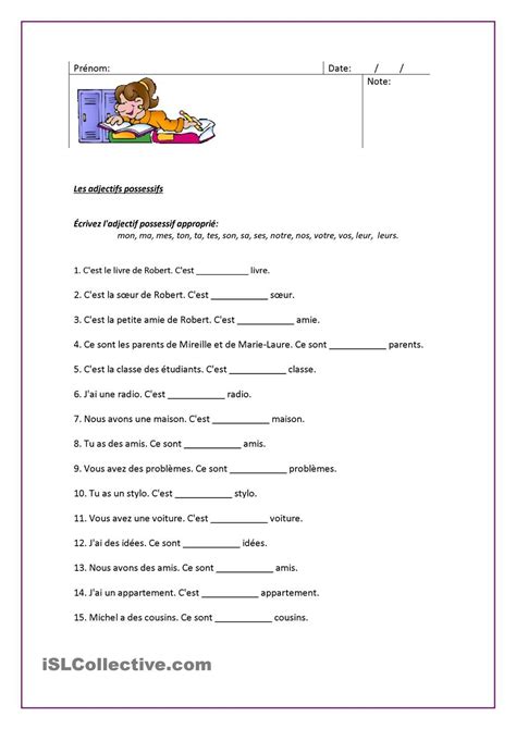 Les Adjectifs Possessifs