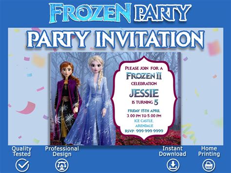 Frozen Birthday Printable Invitation Frozen Invite Elsa Anna Party