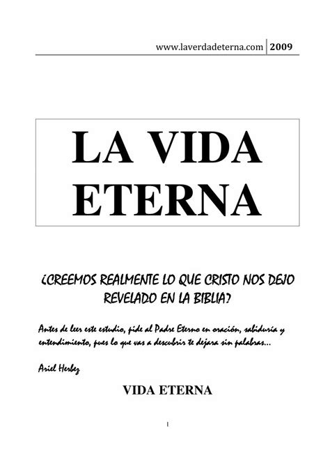 PDF LA VIDA ETERNAde Obtener La Vida Eterna Hecha Por Cristo Mismo