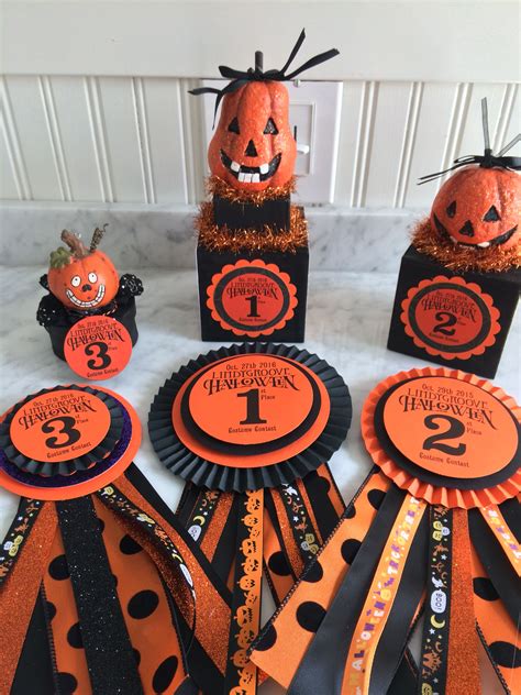 Halloween Trophies And Ribbons Halloween Trophies Halloween Party Prizes Halloween Party Decor