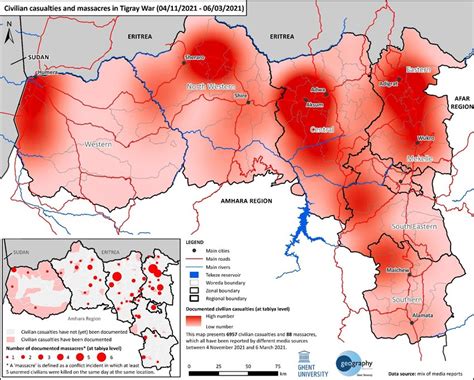 Map 12 Heatmap of civilian casualties in the Tigray War up to 6 March ...