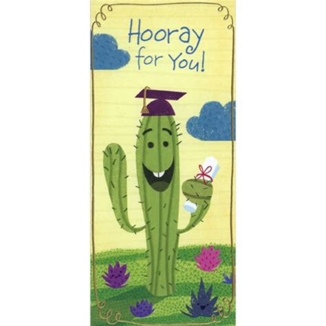 Designer Greetings Smiling Cactus Holding Diploma Money Holder