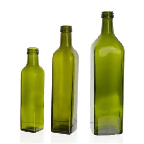 Food Grade 250ml 500ml 750ml 1000ml Square Dark Green Marasca Glass