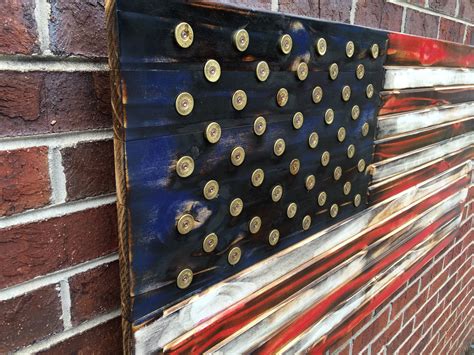 Shotgun Shell Rustic Engraved Wooded American Flag