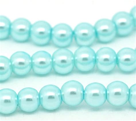 4mm Light Blue Glass Pearl Imitation Round Beads 32 Inch Strand Approx 210 Beads Hole Size 1mm