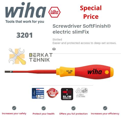 Jual Obeng WIHA 3201 SoftFinish Electric SlimFix Slotted Screwdriver