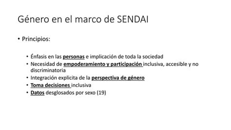 Perspectiva De G Nero En El Marco De Acci N De Sendai Ppt Descarga