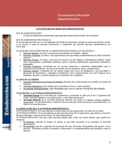 Custionario Derecho Administrativo Cuestionario De Derecho