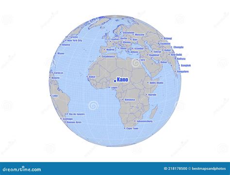 Map Showing Kanonigeria On The World Map Stock Photography