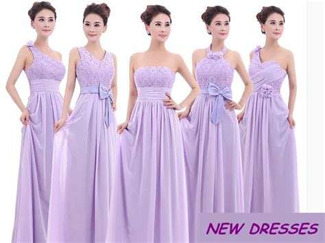 Murah Purple Lavender Lace Chiffon Bridesmaid Dresses 2017 Wedding