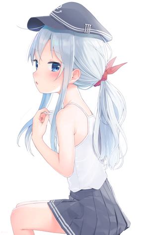 Anime Skirt Blush Silver Hair Anime Girls Hibiki KanColle