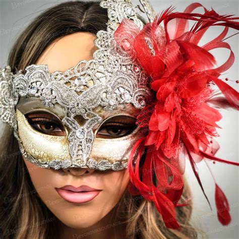 Red Masquerade Masks Red Feather Masquerade Mask Halloween - Etsy