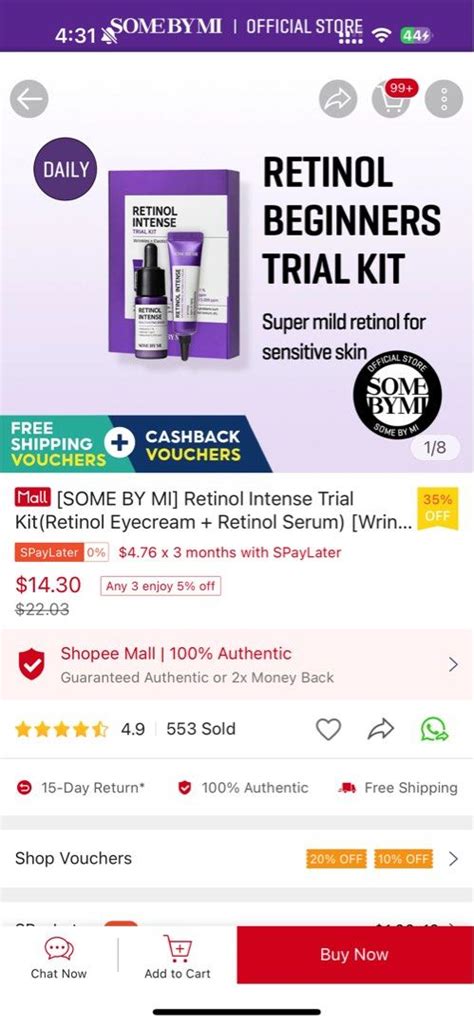Somebymi retinol intense trial kit, Beauty & Personal Care, Face, Face ...