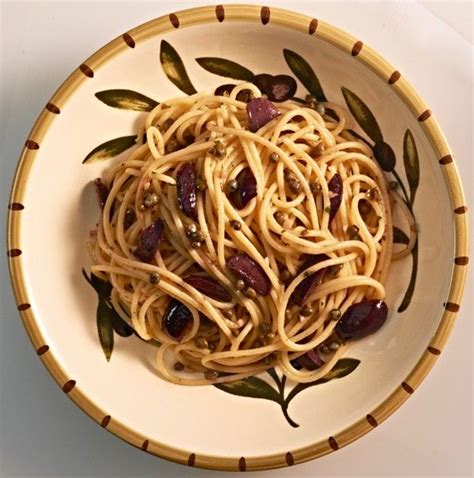 Spaghetti With Anchovies Olive Oil Capers And Olives Recipe