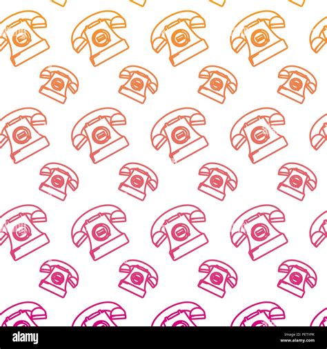Degraded Line Retro Ring Telephone Call Background Stock Vector Image