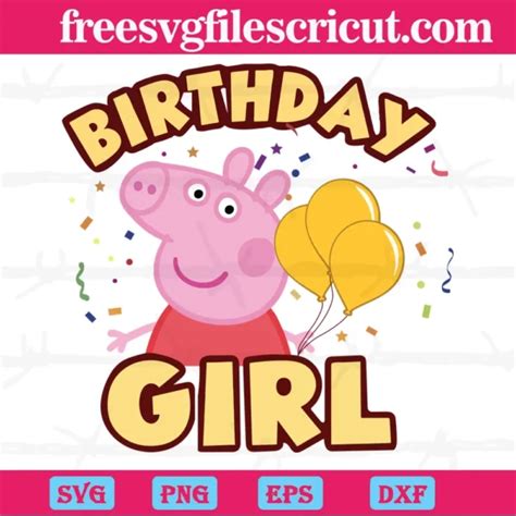 Peppa Pig Baloon Birthday Girl Vector Illustrations Free Svg Files