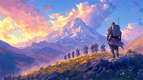 A Journey through Majestic Mountains at Sunset Stock Image - Image of ...