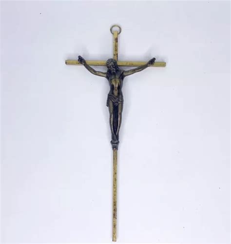 Crucifix Vintage En Laiton M Tal Croix J Sus Christ Inri Mur Religieux