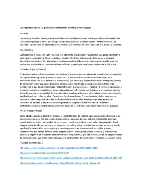 La Estigmatización De Las Personas Con Trastornos Mentales Y