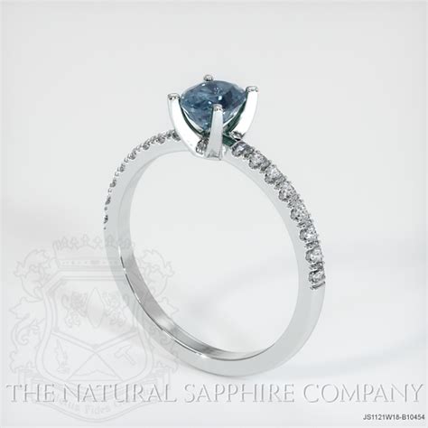 Grayish Blue Sapphire Ring Oval 0 68 Ct 18k White Gold