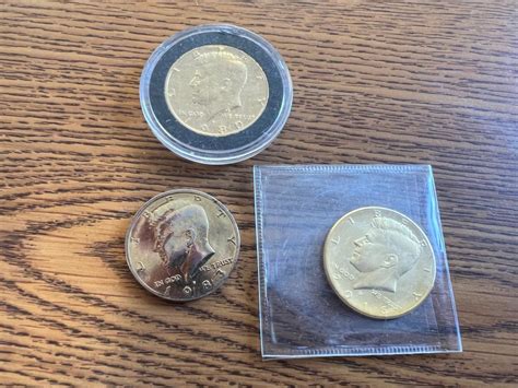 Lot Lot Of 3 Gold Plated Half Dollars