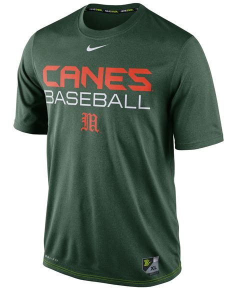 Nike Mens Miami Hurricanes Baseball Legend Dri Fit T Shirt In Green