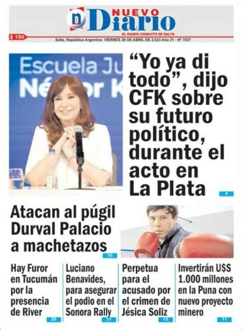 Tapas Así Mostraron Los Diarios Argentinos El Acto De Cristina