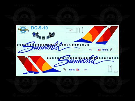 SUNWORLD DC9 10 AUTHENTIC AIRLINER DECALS