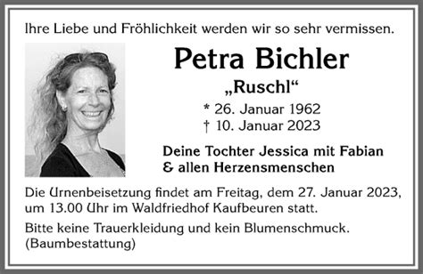 Traueranzeigen von Petra Bichler Allgäuer Zeitung