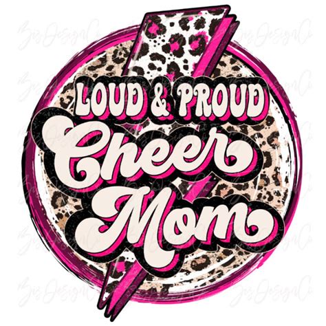 Pink Loud And Proud Cheer Mom Png File Leopard Retro Mom Sublimation