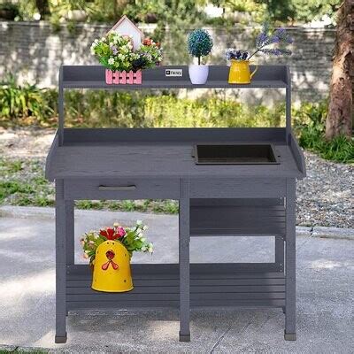 Arlmont Co Outdoor Potting Bench Table With Sink Garden Work Bench