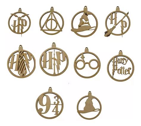 12 Esferas Navideñas Temática Harry Potter Mdf 3mm Meses sin interés