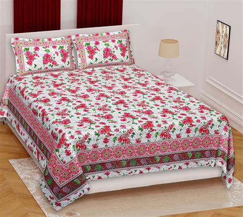 Multicolor King Size Cotton Double Bed Sheet 1 Bedsheet With 2 Pillow