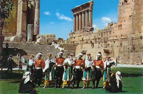 Lebanese Dabke Group Behind The Ruins Of Baalbek 1960 S Travel