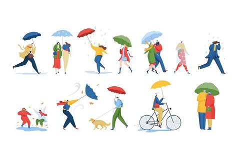 People With Umbrella Under Rain Graphic Design Portfolio Cover
