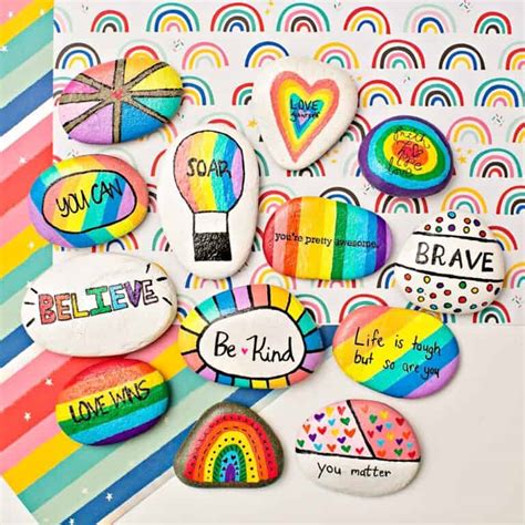 Rainbow Kindness Rocks Inspirational Painted Rocks