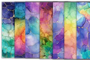 Colorful Rainbow Alcohol Ink Backgrounds Graphic By Laura Beth Love