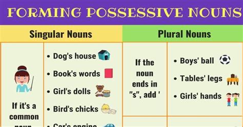 Possessive Nouns Forming The Possessive Noun With Easy Examples • 7esl