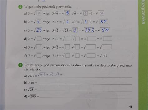 Matematyka z kluczem ćwiczenia klasa 7 str 45 Dokończ zadanie 2 i zrób