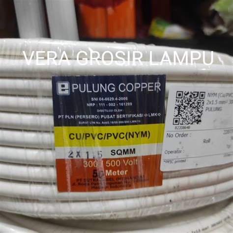 Jual KABEL PULUNG NYM 2X1 5 MM 50 METER FULL TEMBAGA Shopee Indonesia