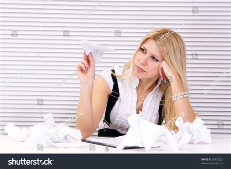 Portrait Cute Blonde Office Stock Photo 93972055 Shutterstock