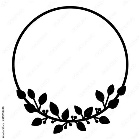 Leaves Wreath Svg Circle Monogram Frame Leaf Border Stock Vector