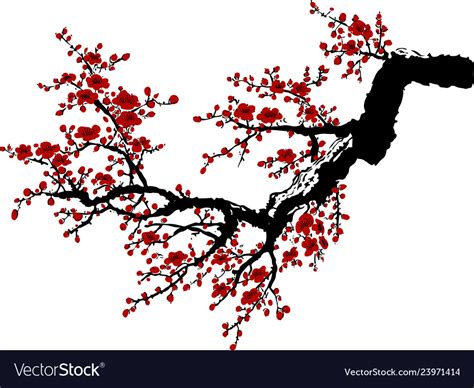 Realistic Sakura Blossom Japanese Cherry Tree Vector Image