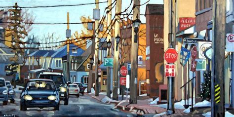 Montreal Artist : David Kelavey : Pointe-Claire Village painting